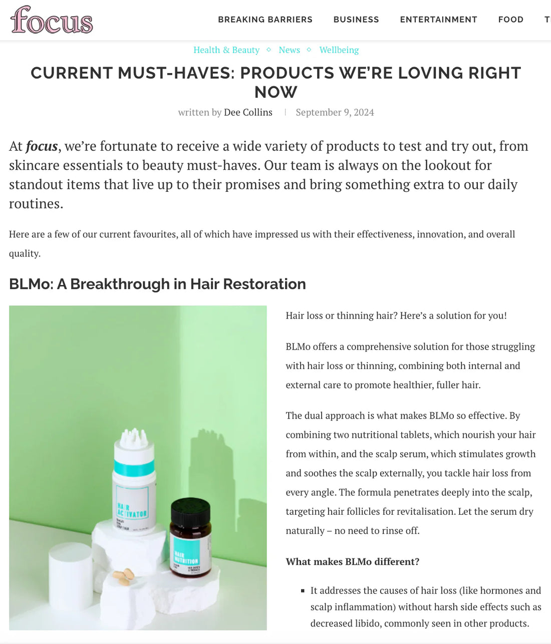 BLMo's Breakthrough, From Focus Magazine Spotlight to Your Bathroom Shelf!